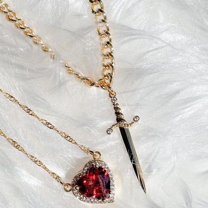 CADENAS DE PAREJA CORAZON CON ESPADA IRON PROMISE®