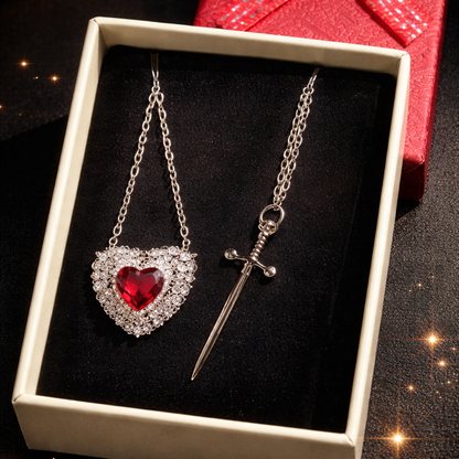 CADENAS DE PAREJA CORAZON CON ESPADA IRON PROMISE®